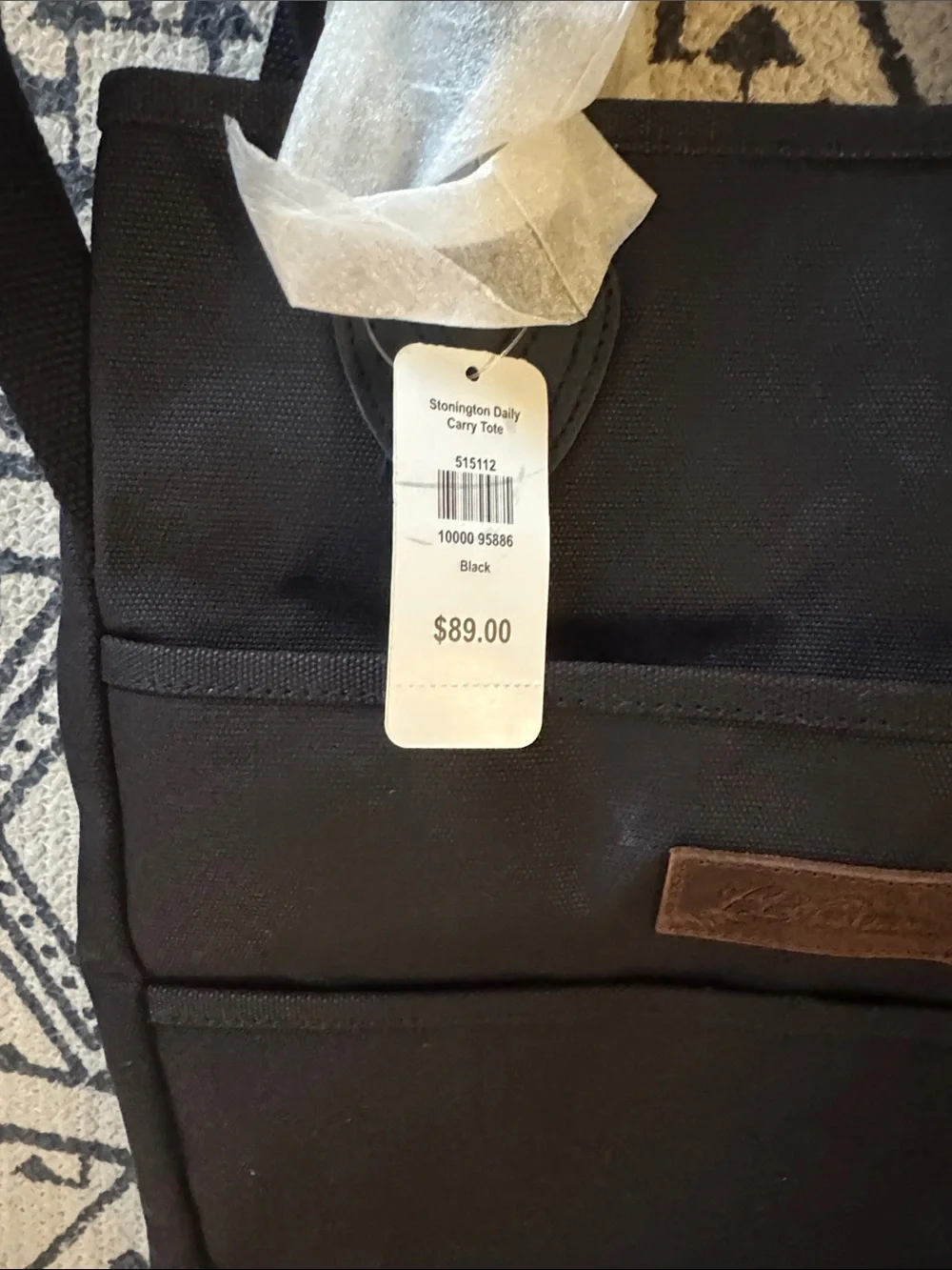 L.L. Bean Stonington Unisex Black Canvas Laptop Shoulder Bag NWT